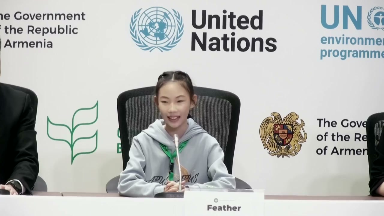 Zhang Xuhan (Feather) shares her experience of protecting swifts. Image source: UN Web TV.